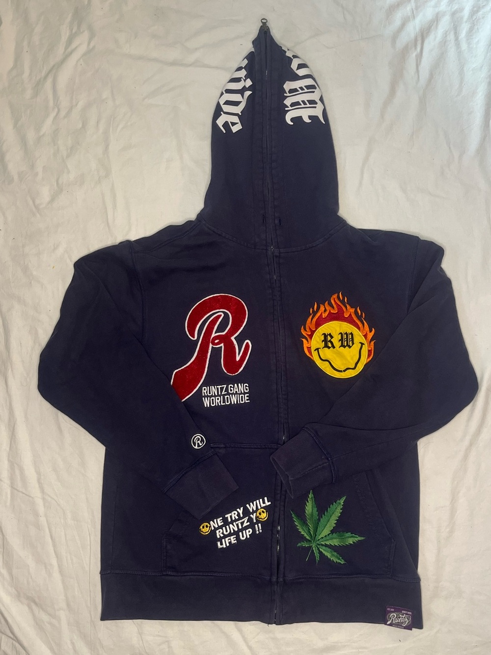 Black Zip-Up Hoodie Runty Men’s Sweatshirt